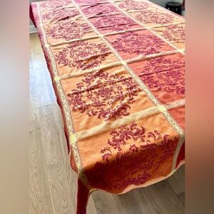 Harvest Damask Tablecloth 98” x 52.5” – Autumn Floral Print, Fall Dining Decor